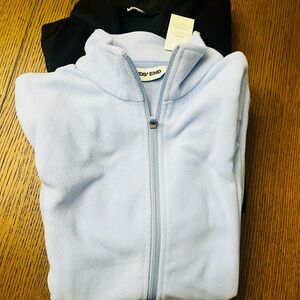 NWT Lands' End Women's Light Blue and Black Fleece Jacket and Half-Zip Bundle